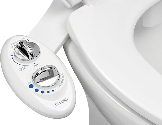 LUXE Bidet NEO 120 - Single Nozzle, Self-Cleaning, Non-Electric Bidet Attachment for Toilet Seat, Adjustable Water Pressure, Rear Wash (White)