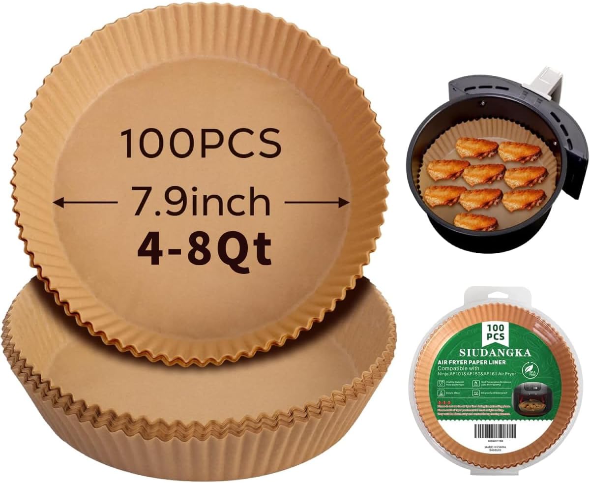 Air Fryer Liners for Ninja Air Fryer, 100 Pcs Disposable Paper Liner for most 4-8QT AirFryer