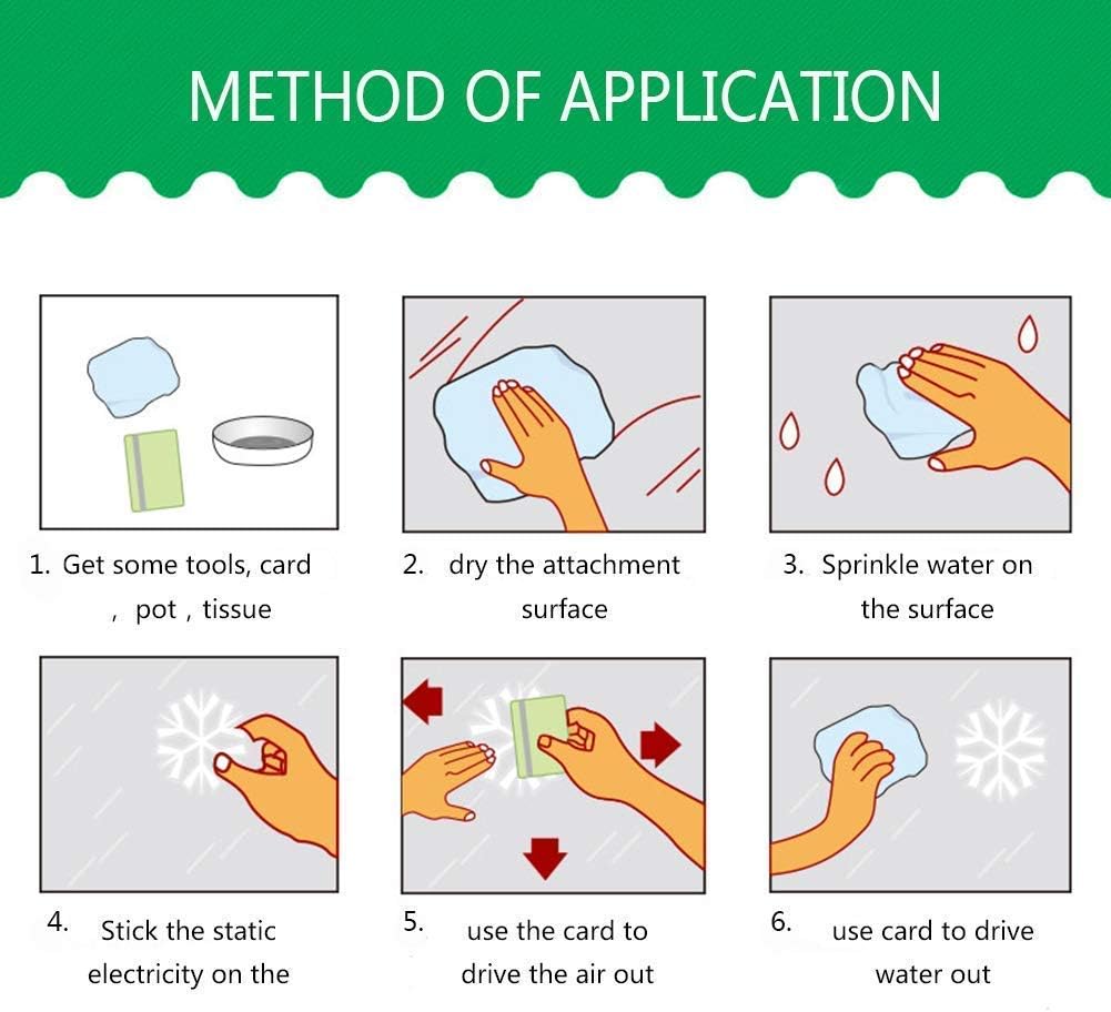 VEYLIN 6 Sheets 300 Pcs Christmas Window Clings, Snowflake Reindeer Santa Claus Window Stickers for Christmas Window Descoration