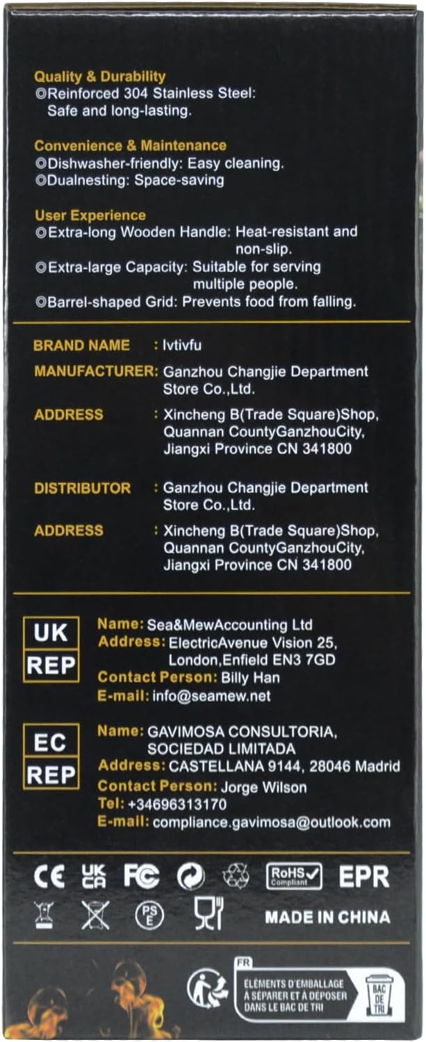 Rolling Grill Basket, Removable Wooden Handle, 304 Stainless Steel, Nesting Grilling Tools, Smoker BBQ Accessories for Vegetable, Outdoor Cooking Camping, Birthday Gifts for Men Dad Husband