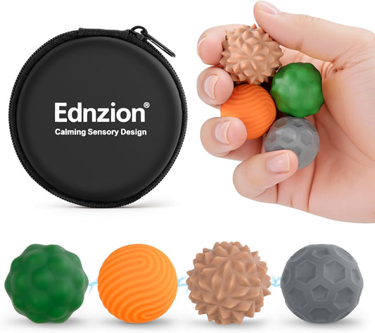 Fidget Toys Adults – 4PCS Magnetic Silicone Stress Balls for Anxiety, Focus & ADHD Relief, Textured Sensory Desk Gadgets, Stocking Stuffers or White Elephant Gifts for Men Women Teens