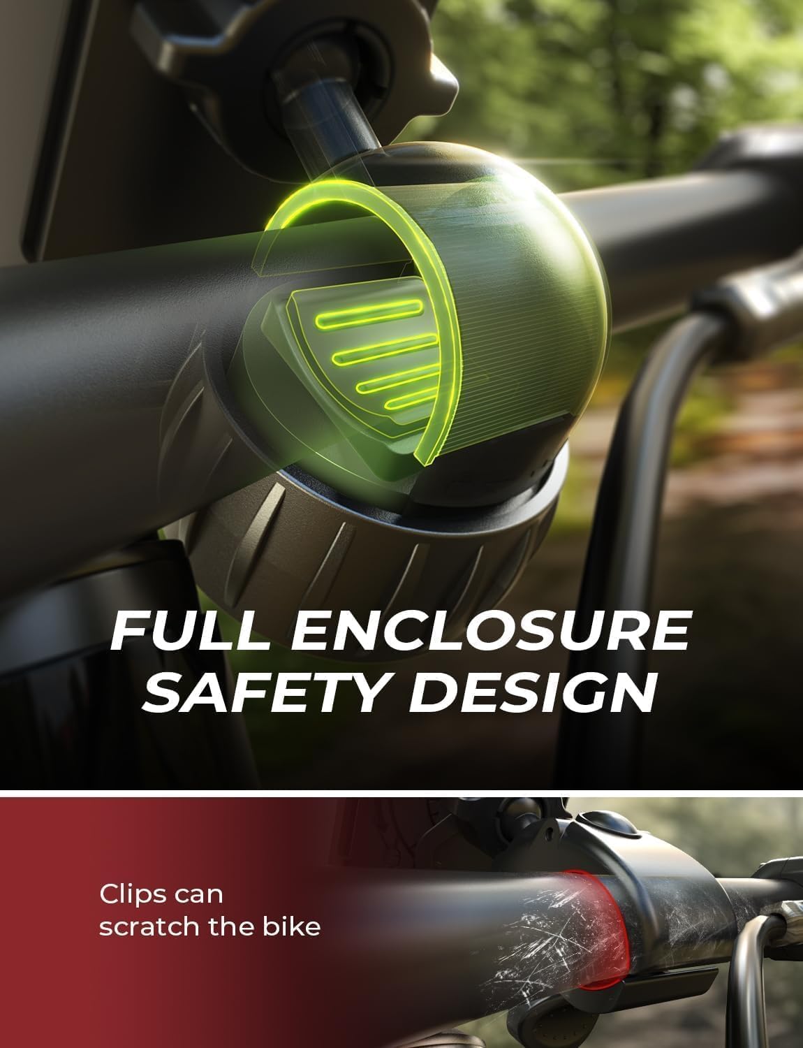 LISEN Bike Phone Holder, Super Easy Install Ultra Stable Motorcycle Phone Mount, Bicycle Handlebar Holder Mount for Adults Kids, Bike Bicycle Ebike Gear Accessories, for iPhone Samsung Google Pixel