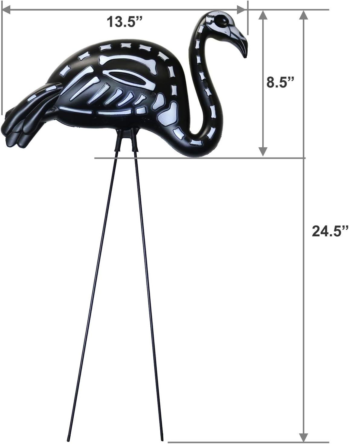 GIFTEXPRESS 2-Pack Halloween Black Flamingo Skeleton, Zombie Flamingos, Skull Flamingo with Stakes for Halloween Lawn Ornaments, Spooky Graveyard Decorations