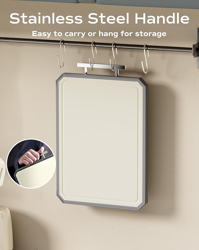 SNOWCLAD Stainless Steel Cutting Board,Double Sided Steel Cutting Boards for kitchen,Stainless Steel/Wheat straw pp Large Board for meat,non toxic Chopping,16 * 11 Inch,Dishwasher Safe