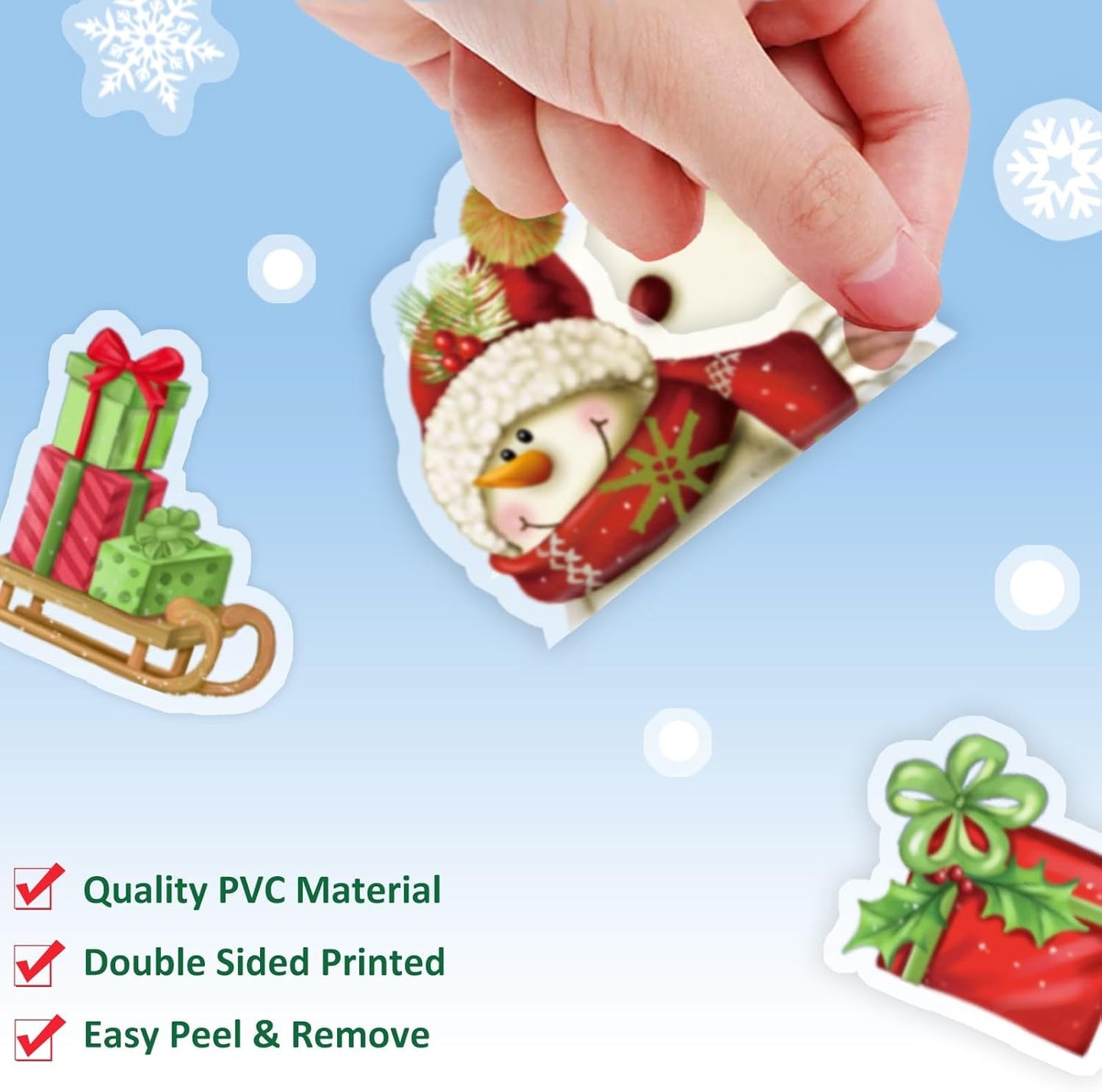 Christmas Snowflake Stickers，Snowman Decals，Window Stickers for Windows Glass，Winter Window Cling，Christmas Decorations Holiday,Christmas Window Clings (Snowman)