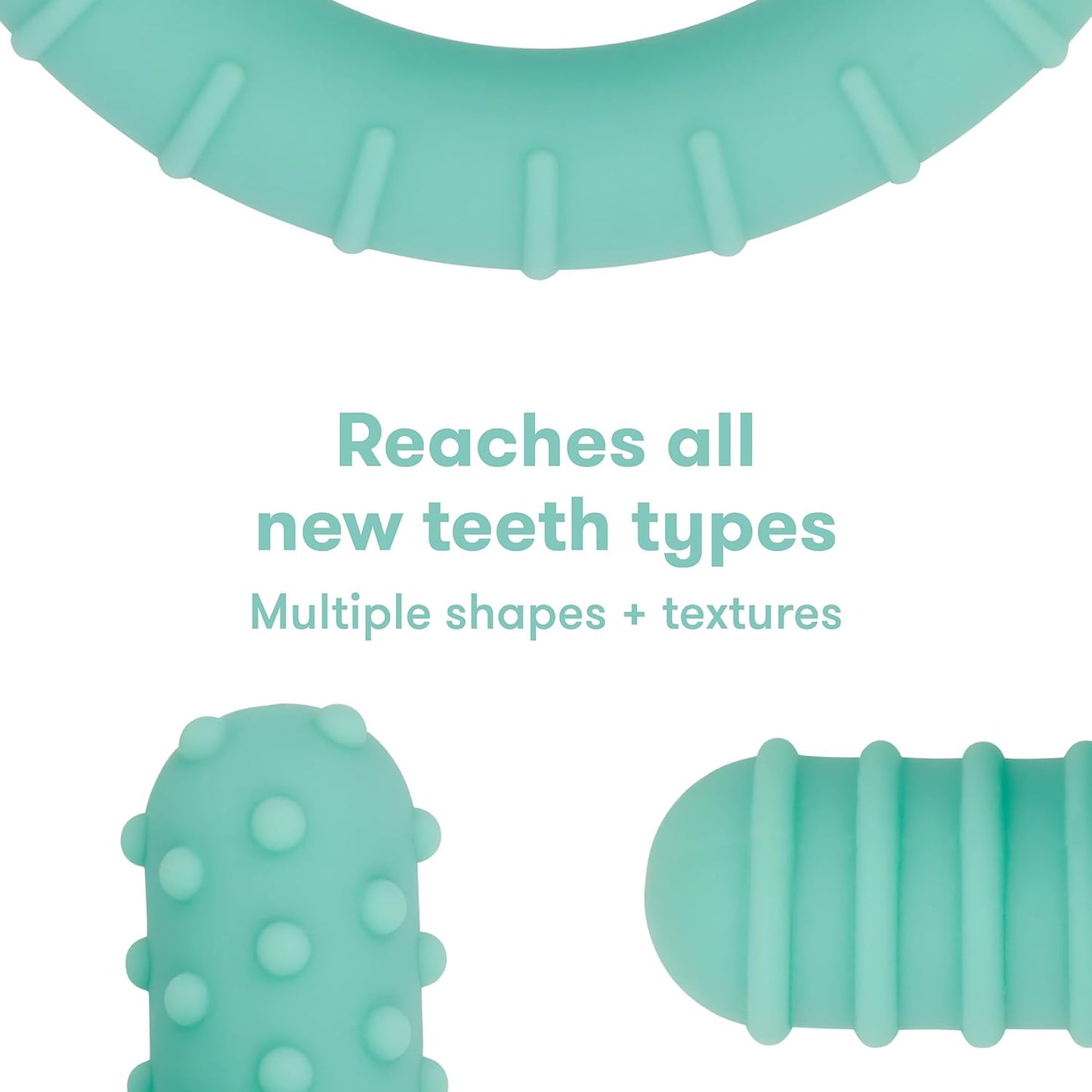 Frida Baby Get-A-Grip Silicone Teether for Teething Pain Relief, BPA-Free Food-Grade Teething Toys for Infant Baby Newborn 0-6, 12, 18 Months, Easy-Grip Teether Ring, PVC-Free, Teal