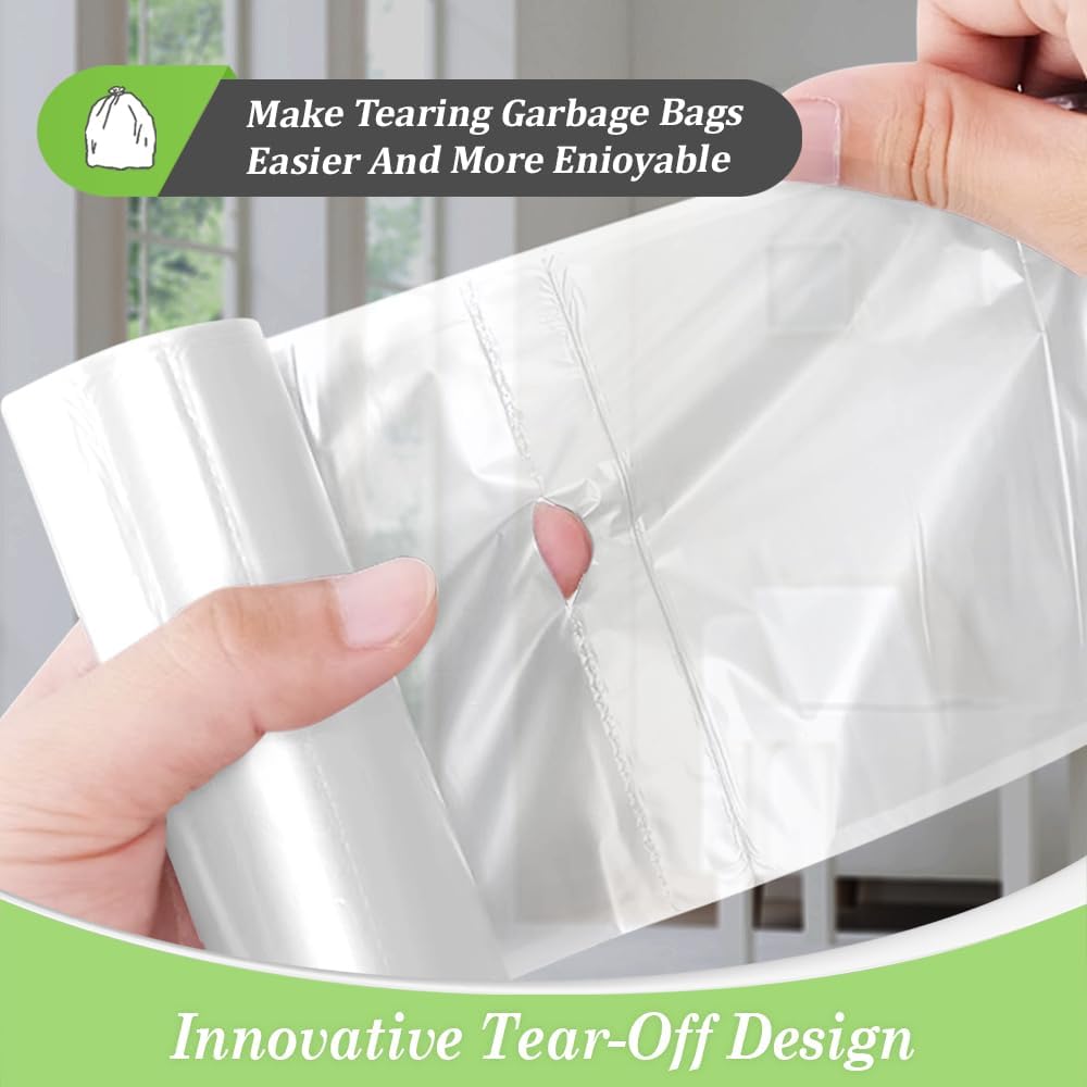 4 Gallon 330 Counts Strong Trash Bags Garbage Bags by Teivio, Bathroom Trash Can Bin Liners, Small Plastic Bags for home office kitchen (Clear)
