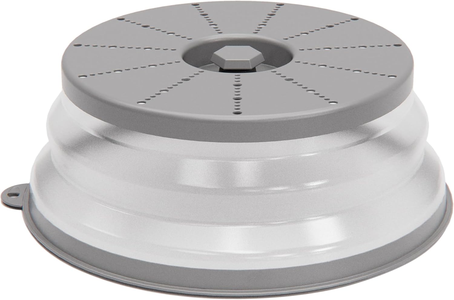 WVM Microwave Splatter Cover Vented for Food with Hook Hole, Splatter Guard & Colander Kitchen Gadget for Food, Meal Prep, Grey