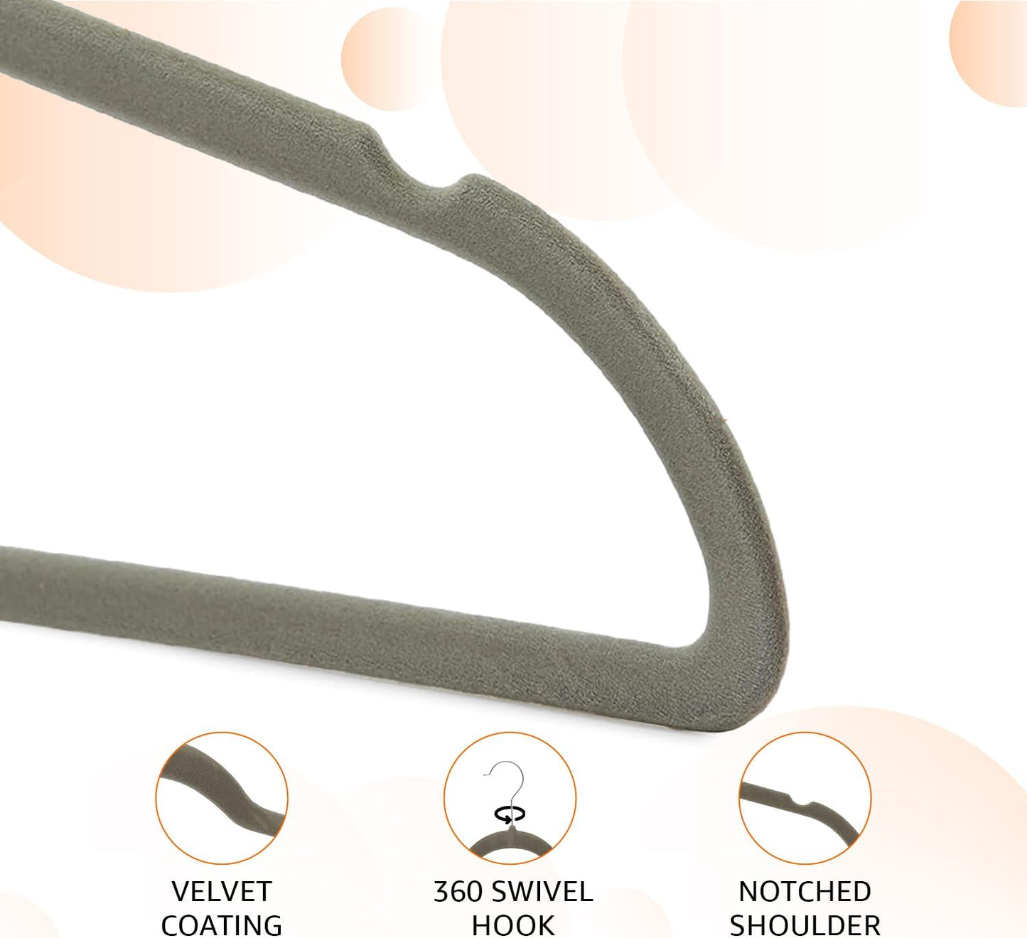 Basics 30-Pack Slim Velvet Non-Slip Suit Hangers – Space-Saving Clothes Hangers with Notched Shoulders & Sturdy Metal Core – Gray/Silver