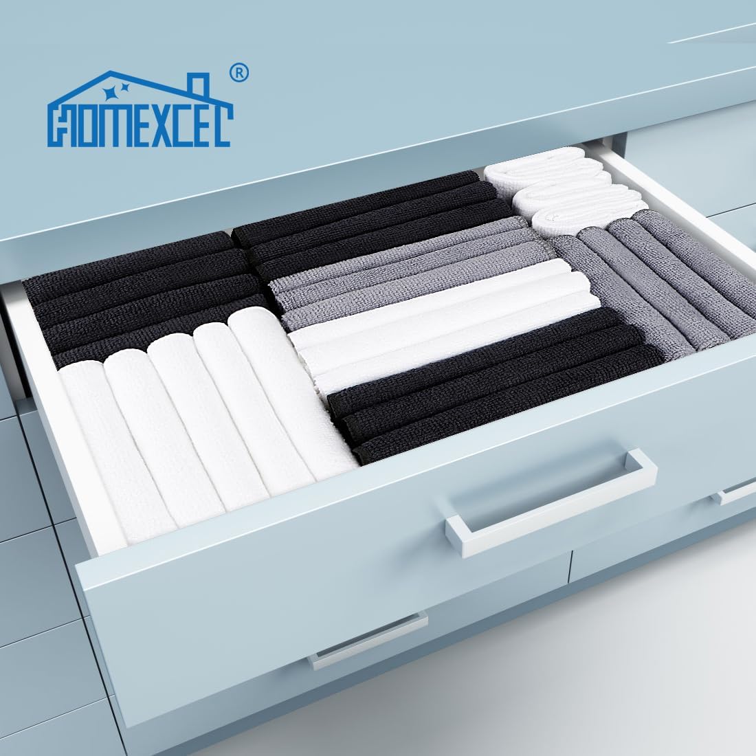 HOMEXCEL Black Microfiber Cleaning Cloth, 12 Pack Premium Microfiber Towels for Cars, Lint Free, Scratch-Free, Highly Absorbent, Reusable Cleaning Rags for Car, Household, Kitchen, Window, 11.5"X11.5"