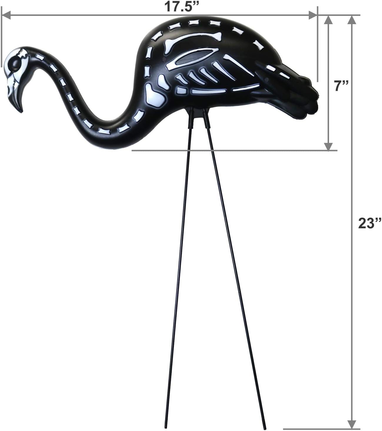 GIFTEXPRESS 2-Pack Halloween Black Flamingo Skeleton, Zombie Flamingos, Skull Flamingo with Stakes for Halloween Lawn Ornaments, Spooky Graveyard Decorations