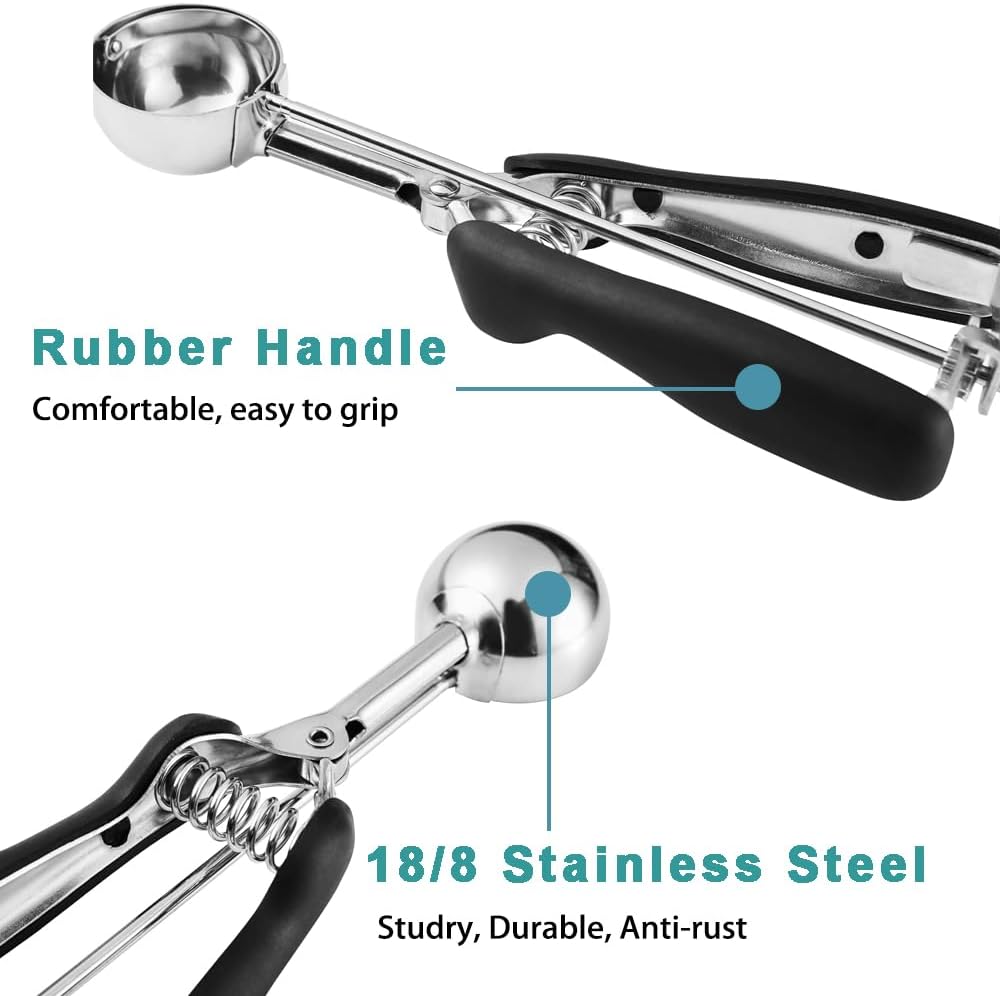 Cookie Scoop 2 Tablespoon, Size #40 Cookie Dough Scoop, 2 Tbsp/ 30 ml/ 1 oz Cookie Scoops for Baking, Spring-Loaded, 18/8 Stainless Steel, Comfortable Grip