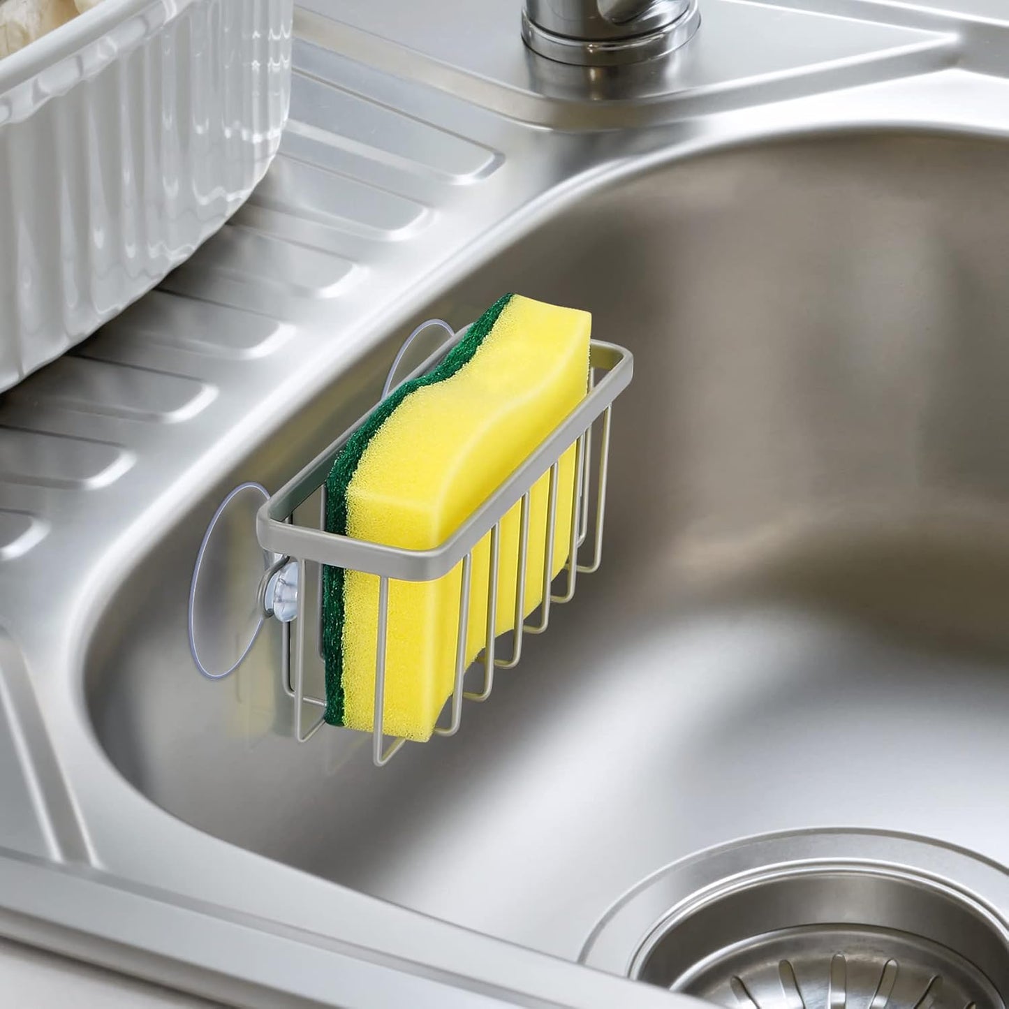 Sponge Holder for Kitchen Sink, Kitchen Sink Sponge Holder,Sink Caddy,Dish Soap Holder （Mat Silver）