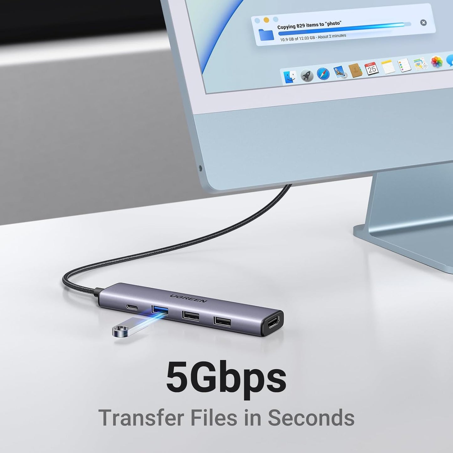 UGREEN Revodok 105 USB C Hub 5 in 1 Multiport Adapter 4K HDMI, 100W Power Delivery, 3 USB-A Data Ports, USB C Dongle for MacBook Pro/Air, iPad Pro, iMac, iPhone 16 Pro/Pro Max, XPS, Thinkpad