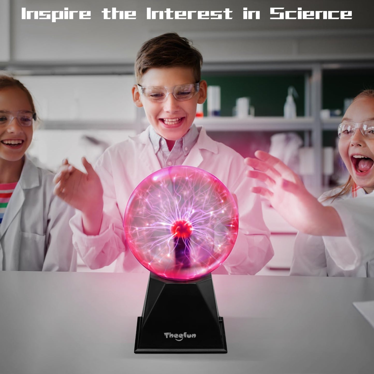 Theefun Plasma Ball: 6 Inch Plasma Globe Touch & Sound Sensitive Ball Lamp Electric Lightning Novelty Light for Parties, Home, Prop, Room Decoration, Christmas Gifts