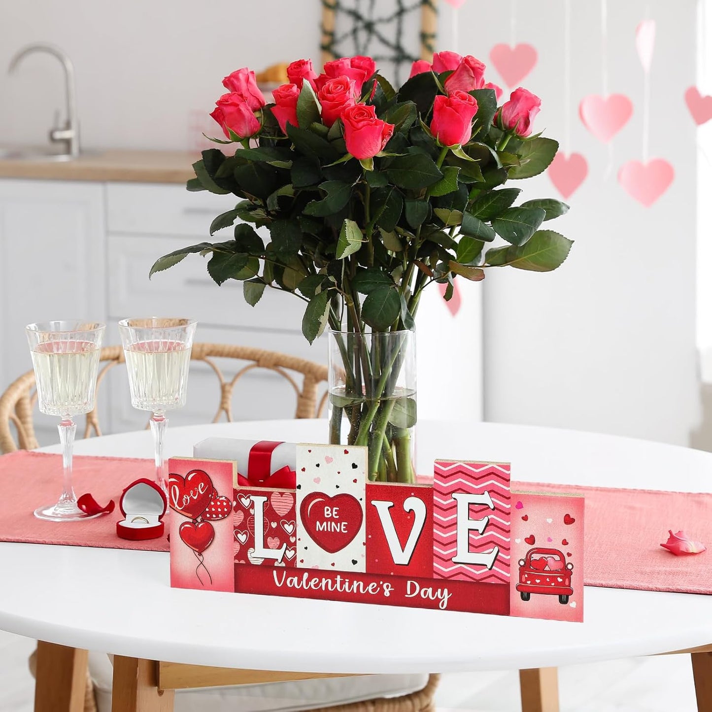 Valentine's Day & St. Patrick's Day Wooden Table Sign - LUCKY LOVE Reversible Tabletop Decor - Rustic Double-Sided Different Theme Irish Farmhouse Table Centerpiece