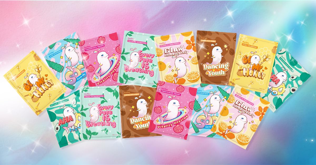 ZealSea Face Masks Skincare, Facial Masks for All Skin Types 7 Pack - Cart Shape