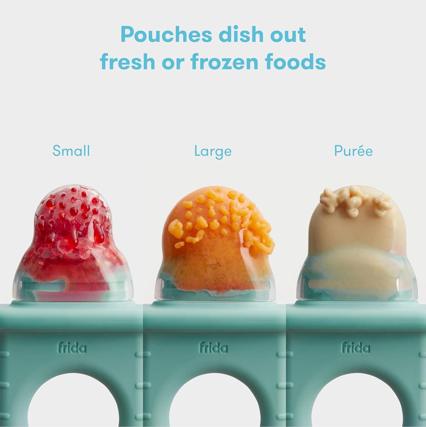 Frida Baby Push Pop Silicone Feeder, Baby Fruit Food Feeder to Safely Introduce New Foods, Fresh + Frozen, Breastmilk Popsicles, BPA Free, Dishwasher Safe | 3 Count, Teal