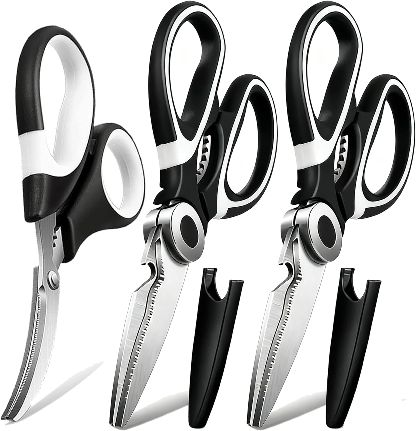 Kitchen Scissors All Purpose 3 Pack - Heavy Duty Stainless Steel Cooking Shears for Cutting Meat, Food, Fish, Poultry Multipurpose Sharp Sissors for Dishwasher Safe