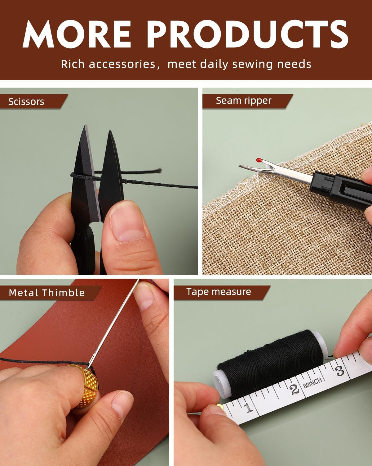 BAGERLA Heavy Duty Sewing Kit, Needle and Thread Kit with Upholstery Thread Needles Sewing Awl Seam Ripper for Car Seats Carpets Shoes Backpacks DIY Crafting