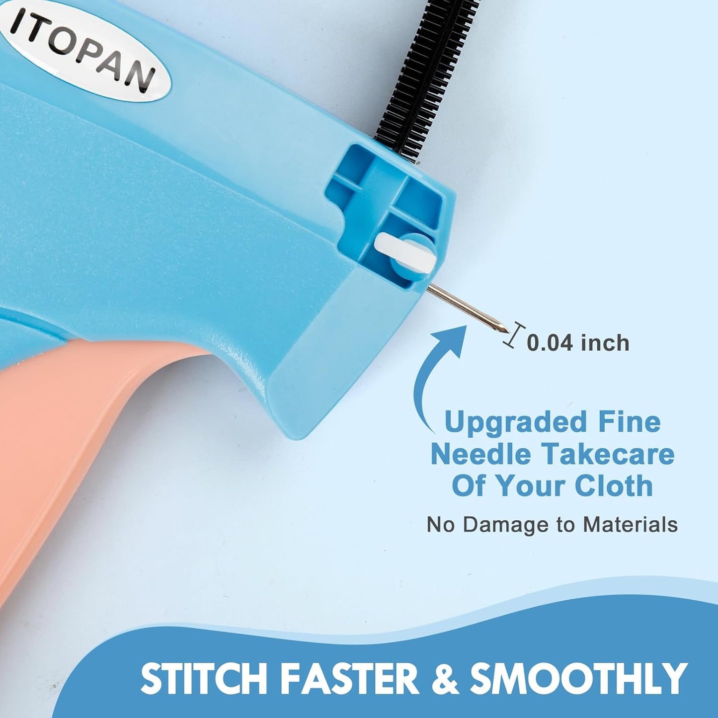 Stitch Gun for Clothes, Tagging Gun for Clothing Quick Fixes - Price Tag Gun with 6 Fine Needle, 1000 Black Fasteners & 1000 White Fasteners DeepSkyBlue1+LightSalmon