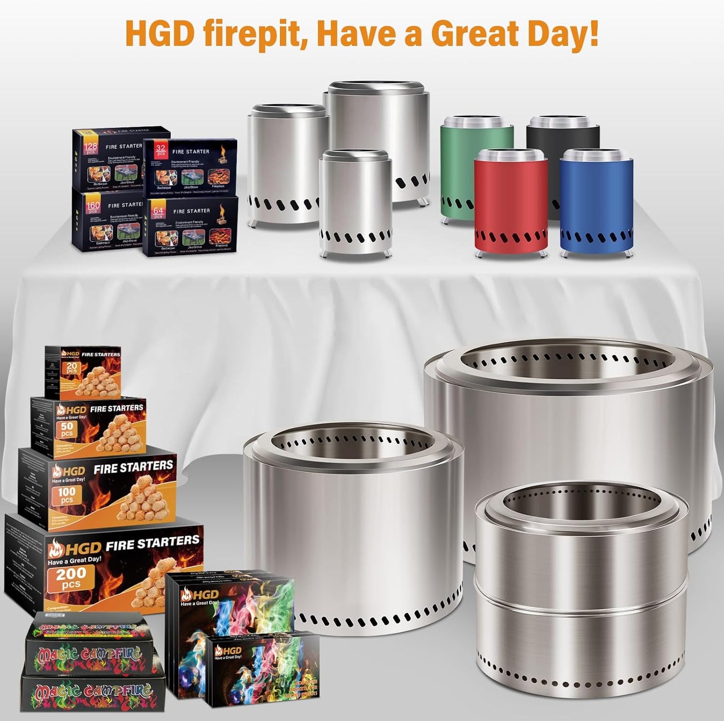 HGD Fire Starter, Natural Fire Starters for BBQ, Campfire, Fireplace, Charcoal, Wood Stove, Chimney, Fire Pit, Grill, Smoker, Indoor Outdoor Use