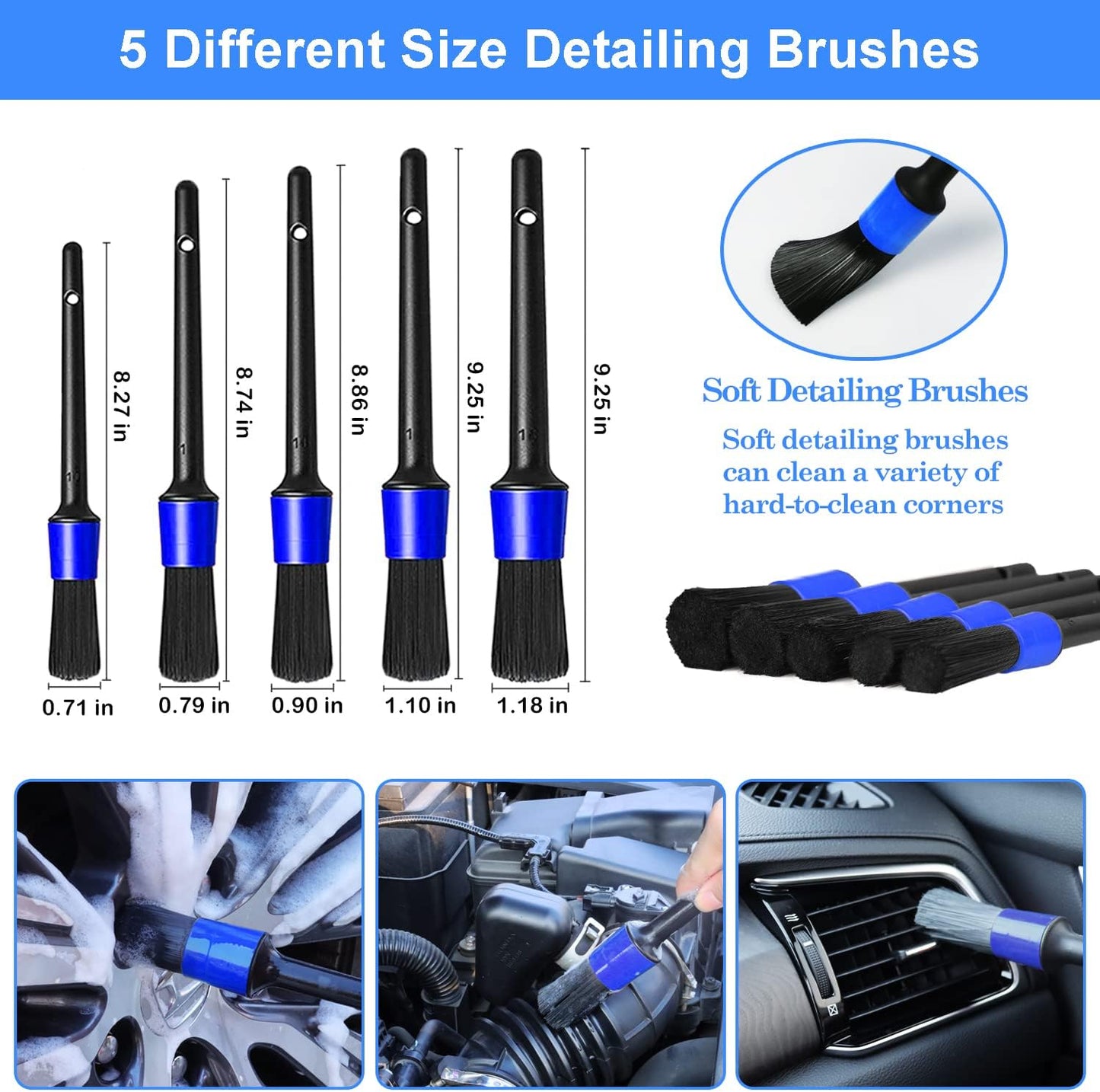 26Pcs Car Detailing Brush Set, Car Detailing Kit, Car Detailing Brushes, Car Cleaning Kit, Car Windshield Cleaning Tool, Professional Car Care kit - Car Wash Brush kit for Interior Exterior Wheels
