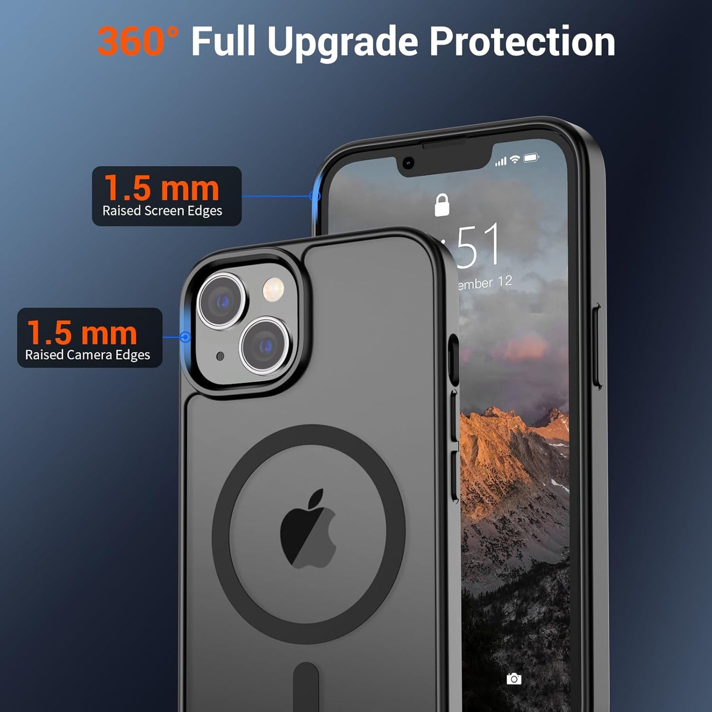 SUPFINE Magnetic for iPhone 14 Case & iPhone 13 Case (Compatible with MagSafe)(Military Grade Drop Protection) Slim Translucent Matte Shockproof Phone Cover,Black