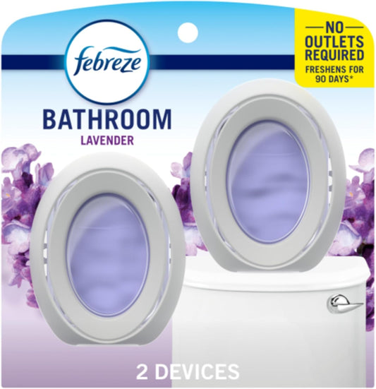 Febreze Small Spaces Air Freshener, Odor-Fighting, Plug In Alternative, Air Fresheners for Home and Bathroom and Kitchen, Closet Air Fresheners, Light Lavender Scent, 2 Count