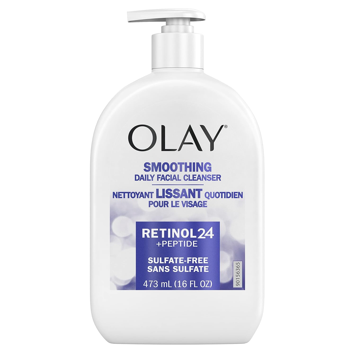 Olay Face Wash, Daily Facial Cleanser with Retinol, Peptides & Glycerin - Smoothing, Noursihes Skin Surface, Hydrates while Cleansing - Sulfate-Free, Paraben-Free, 16 Oz