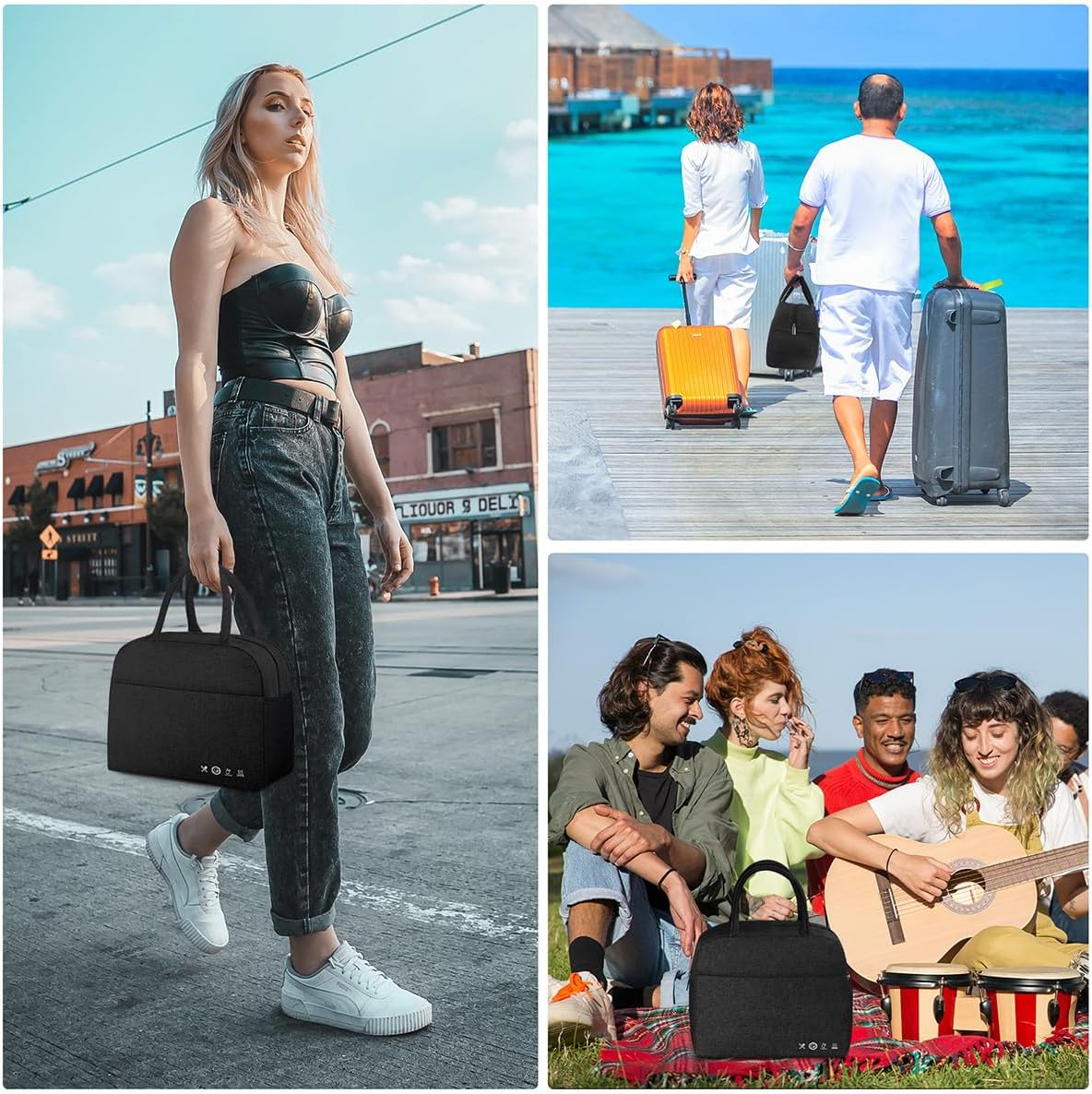 DALINDA Lunch Bag Lunch Box for Women Men Reusable Insulated Lunch Bags,Water-Resistant Cute Cooler Lunch Tote Bag, Large Capacity for Work Travel Picnic,Black