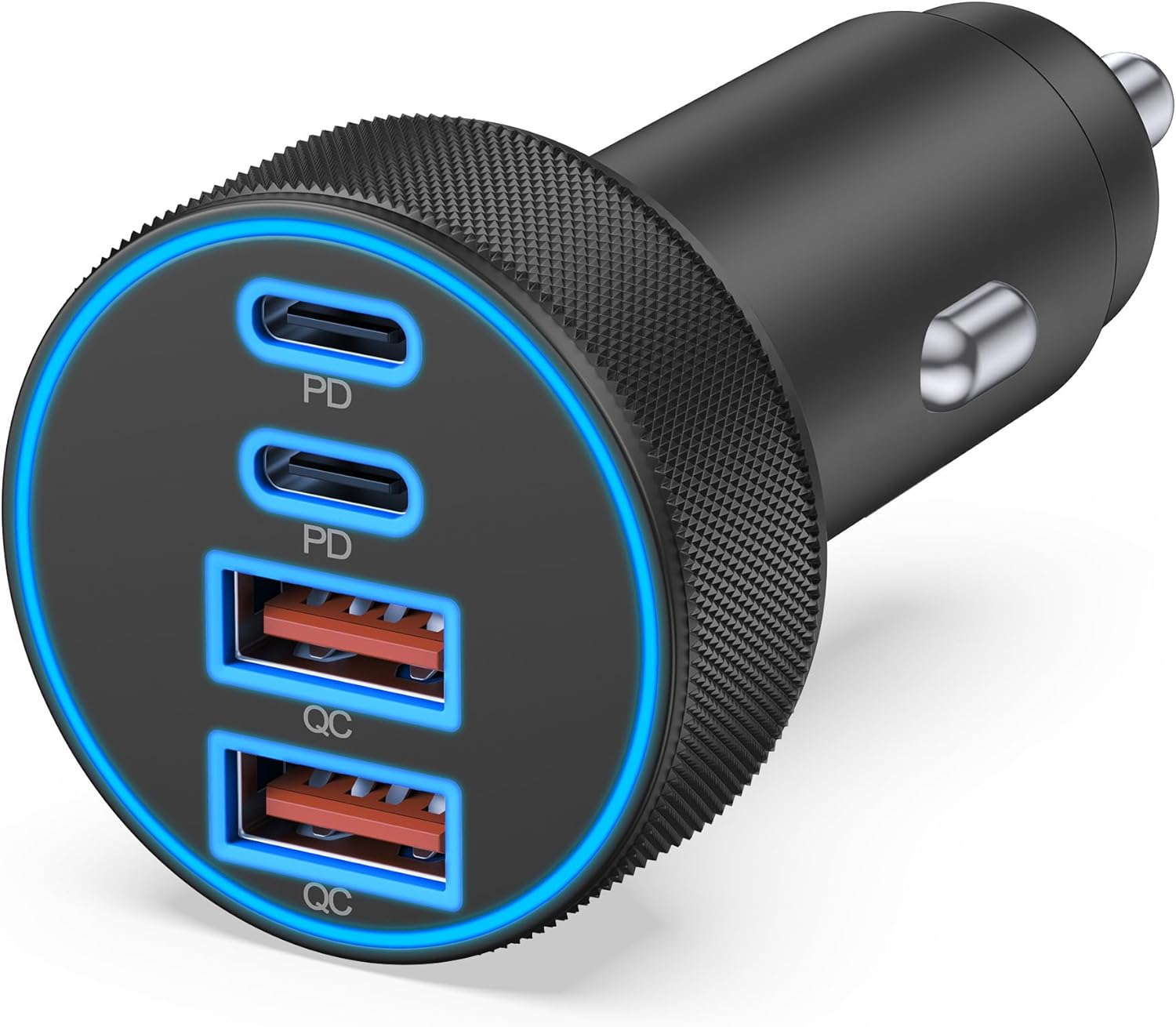 4 in 1 USB C Car Charger, 4-Port 90W Super Fast Charging Cigarette Lighter Adapter, Dual 45W USBC & USB-A Multiport Car Phone Charger Accessories for iPhone 17 16 15 14 13 12, iPad, Galaxy, Tablet