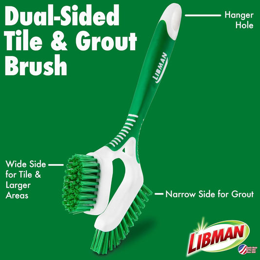 Libman Heavy Duty Scrub Brush Kit | Cleaning Brushes for Household Use | Tub Scrubber | Easy Grip Scrub Brush | Big Job Kitchen Brush | Dual Sided Tile & Grout Brush | 3 Different Brushes Included
