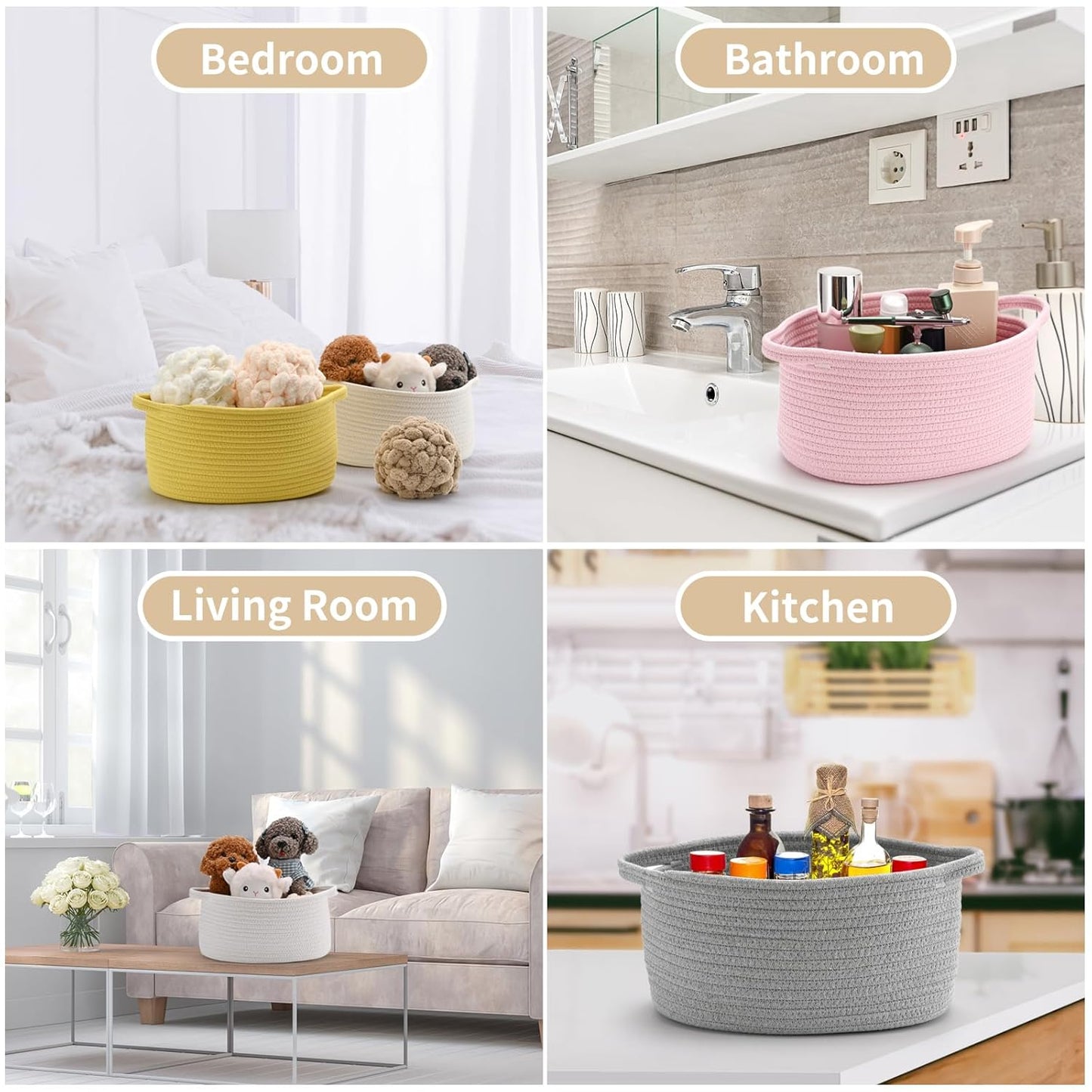 Cute Woven Storage Basket with Handle, Baskets for Gifts Empty, Gift Baskets for Birthday Baby Shower Burr, Decorative Organizer Box for Baby Toy Pet, 13" D x 8" W x 6" H