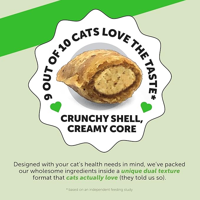 Cat Hairball Support Crunchy & Creamy Chews, Hairball Remedy Treats, Cat Furball Treatment, Supports Skin & Coat, Vitamins for Digestion, Chicken (30-Day Supply)