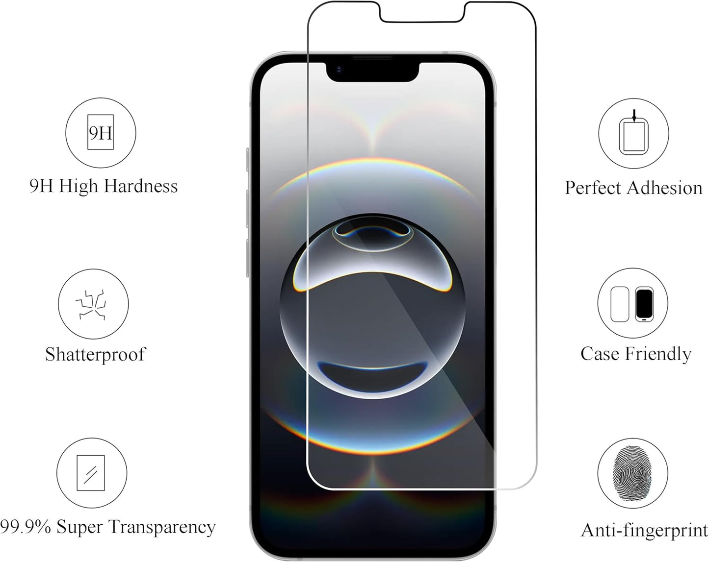 Ailun Screen Protector for iPhone 16e / iPhone 14 / iPhone 13 / iPhone 13 Pro [6.1 Inch] Display 3 Pack Tempered Glass, Case Friendly [Not for iPhone 16 6.1 Inch]