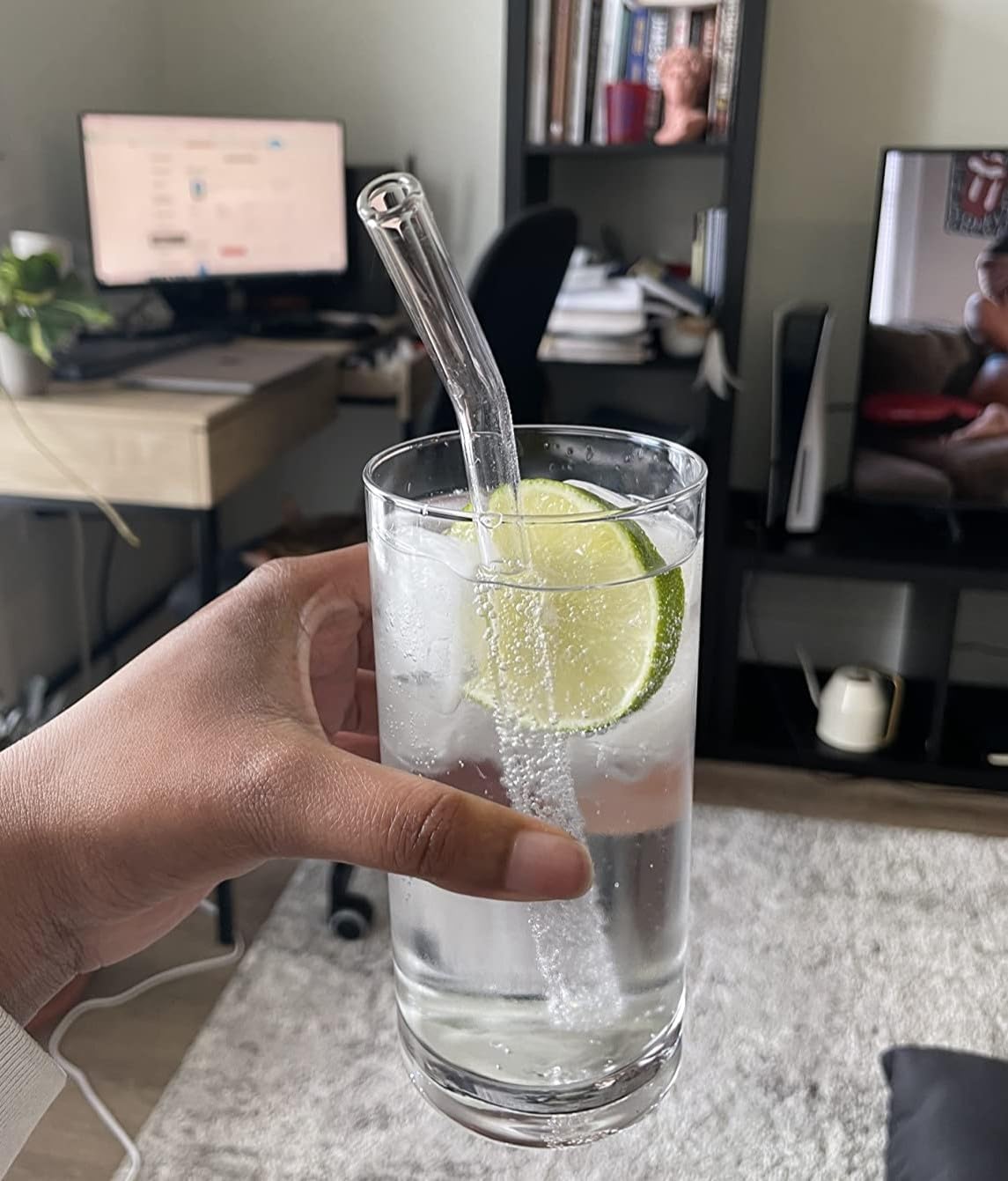 Piteno® 16-Pack Reusable Glass Straws Set, Clear Glass Drinking Straws, 8.5''x10MM, Set of 6 Straight and 6 Bent with 4 Cleaning Brushes, Perfect for Smoothies, Milkshakes, Juice, Tea