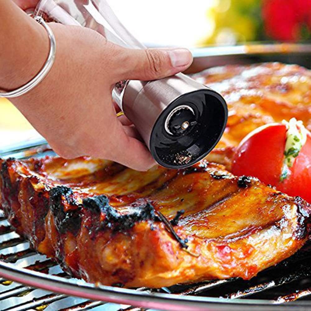 Original Stainless Steel Salt or Pepper Grinder - Top Spice Mill with Ceramic Blades, Brushed Stainless Steel and Adjustable Coarseness By Pepper Grinder （Single Package）