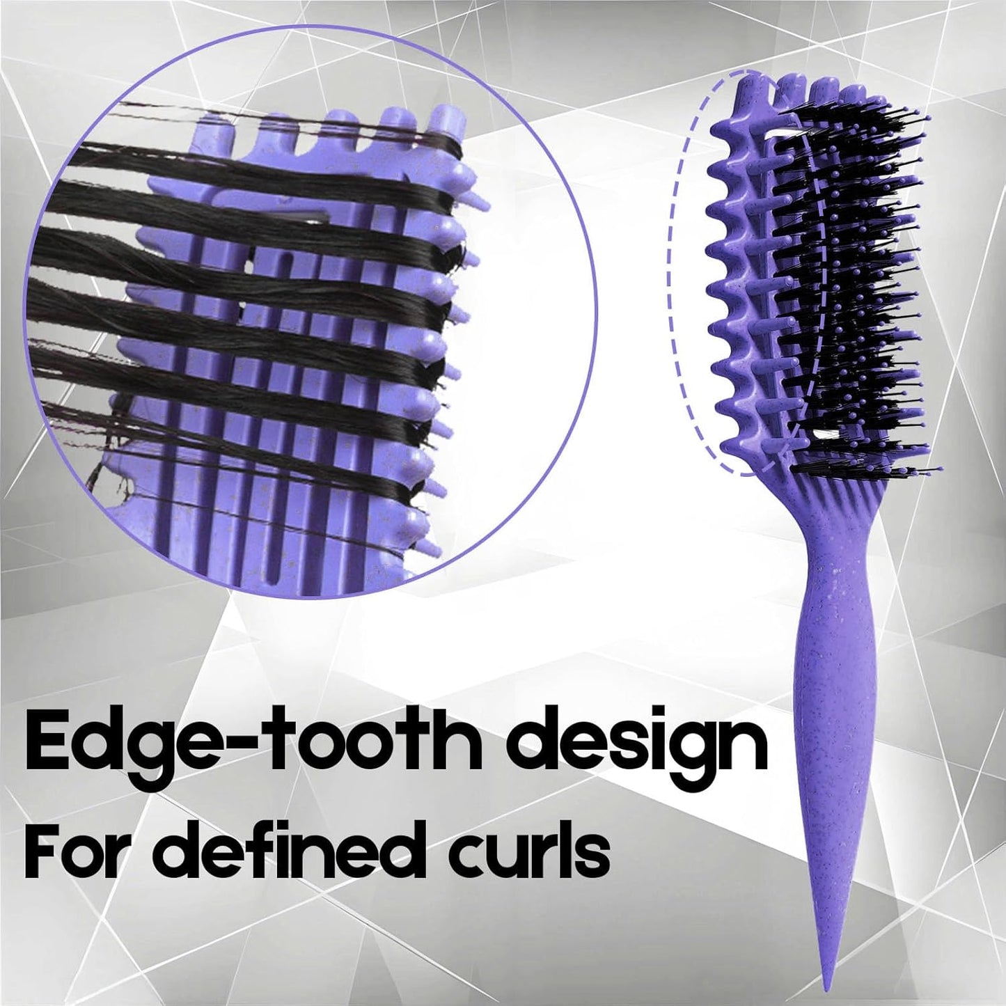 Curly Hair Brush Candybrush Curl Defining Brush for Detangling Shaping and Defining Curls for Women, Men, Wet & Dry Hair (Purple)
