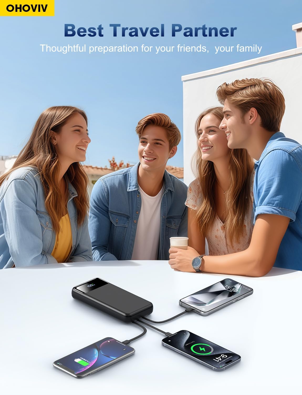 Portable Charger Power Bank 50000mAh Battery Pack, 22.5W Fast Charging PowerBank with Built in Cables,Travel Camping Essential USB-C Portable Phone Charger for iPhone Samsung Pixel Android iPad