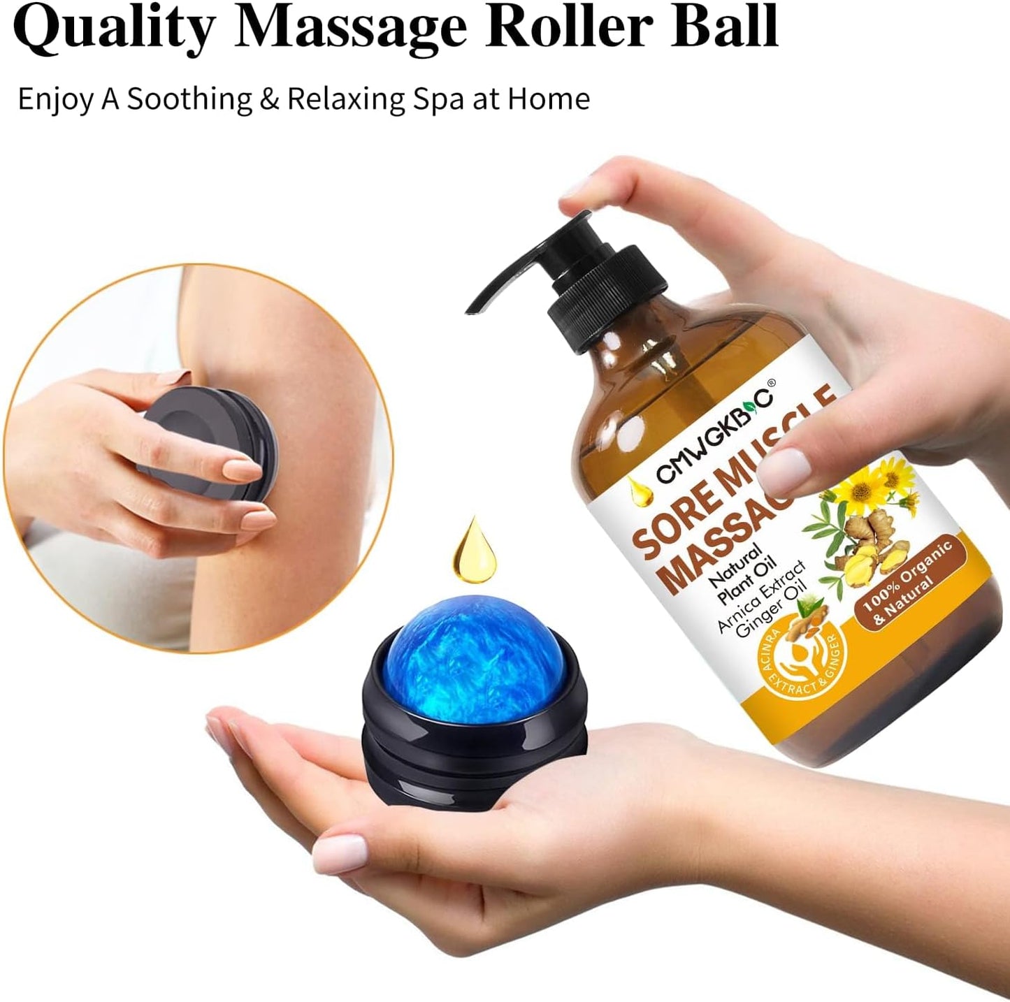 Valentines Day Gifts for Him Her,Gift for Women Men,Massage Oil for Massage Therapy,Lymphatic Drainage-Ginger Oil Sore Muscle Arnica Oil &Lavender Oil Relaxing Massage Oils for Date Night,Massage Ball