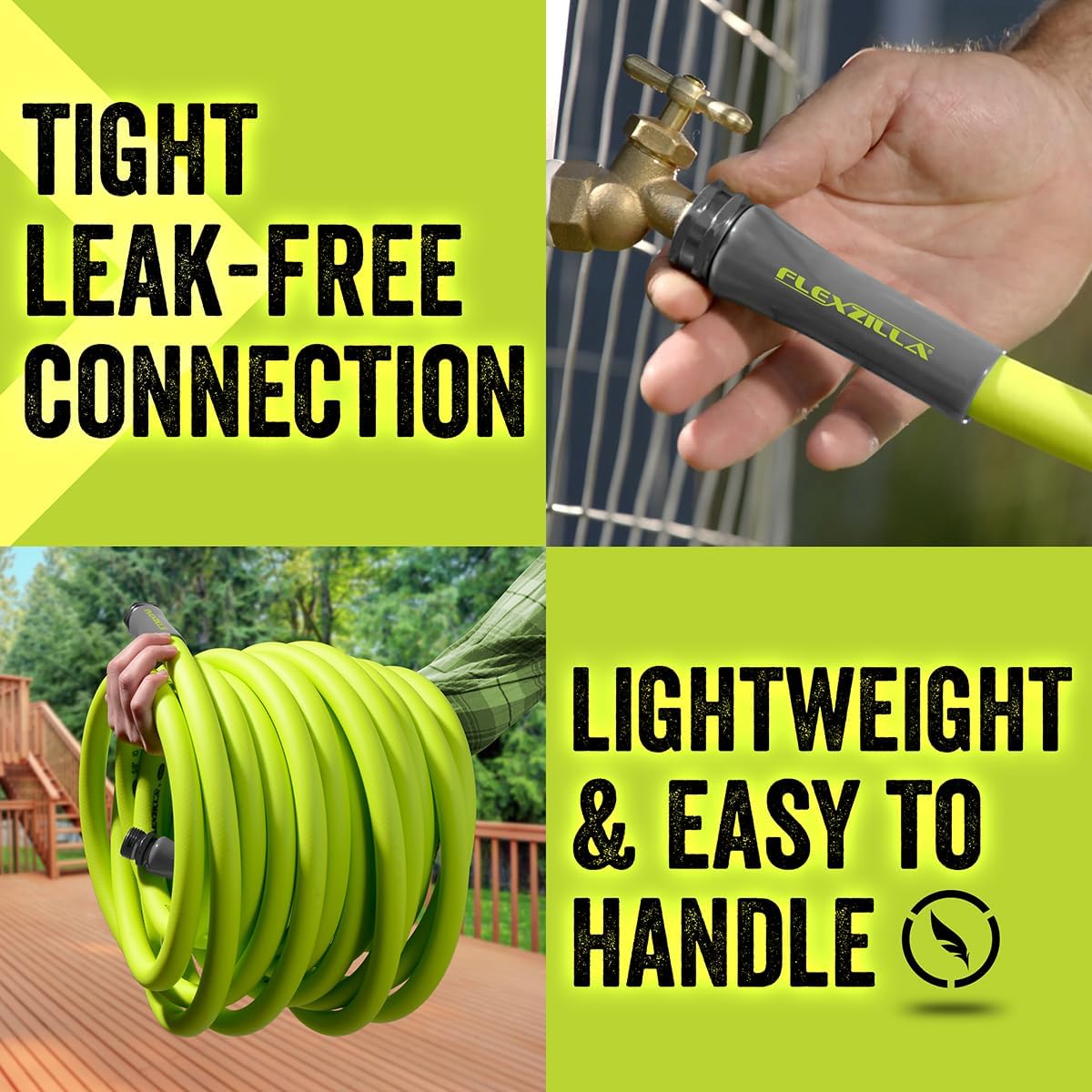 Flexzilla Garden Hose 5/8 in. x 50 ft, Heavy Duty, Lightweight, Durable, ZillaGreen - HFZG550YW-E - Cart Shape