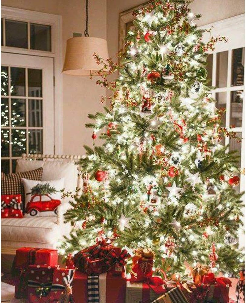 HOME LIGHTING 66ft Christmas Decorative Mini Lights, 200 LED Green Wire Fairy Starry String Lights Plug in, 8 Lighting Modes, for Indoor Outdoor Xmas Tree Wedding Party Decoration (White)