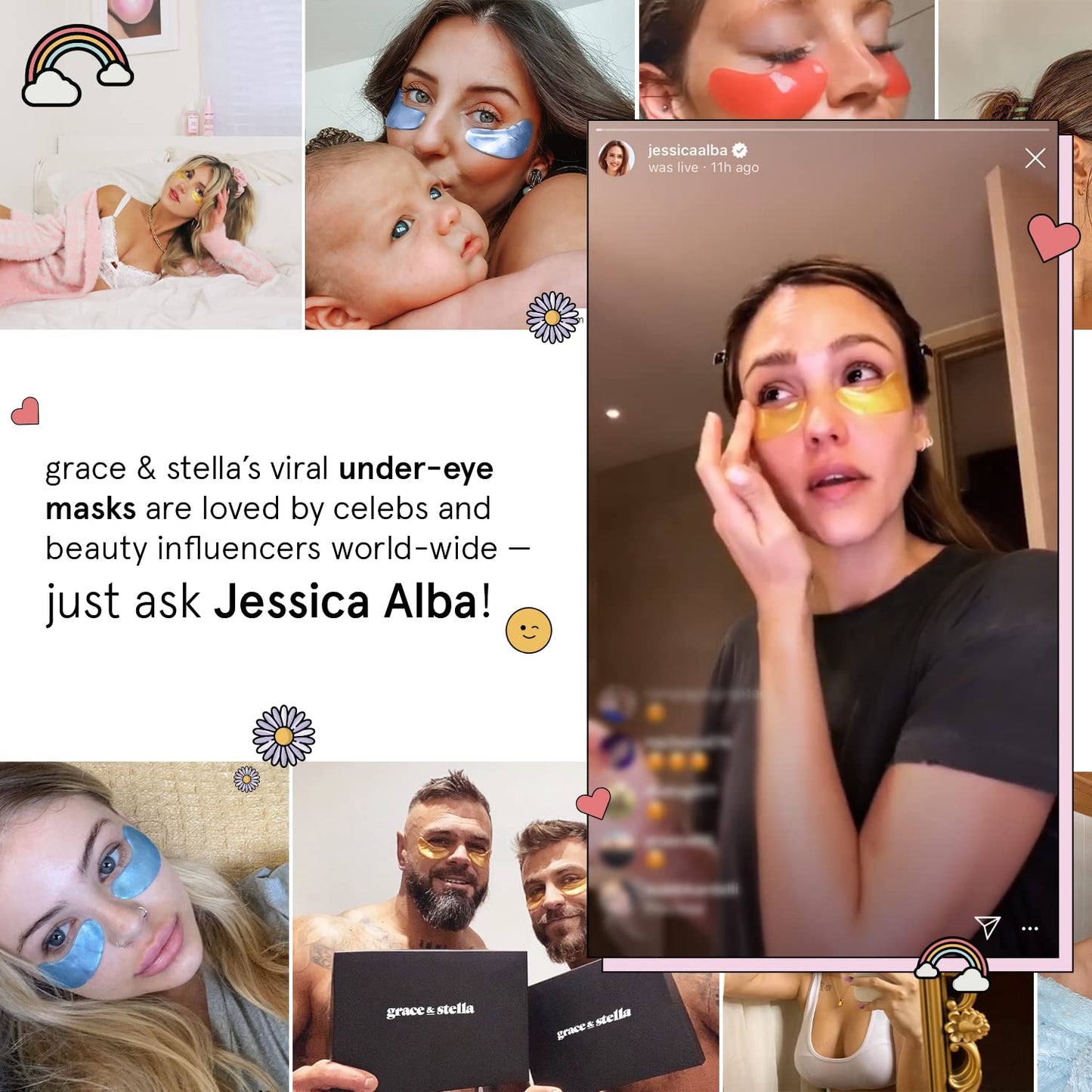 grace & stella Award Winning Under Eye Mask - Valentines Day Gifts for Her, Self Care Gifts for Women- Reduce Dark Circles, Puffy Eyes, Wrinkles, Under Eye Patches - Vegan (24 Pairs, Pink)