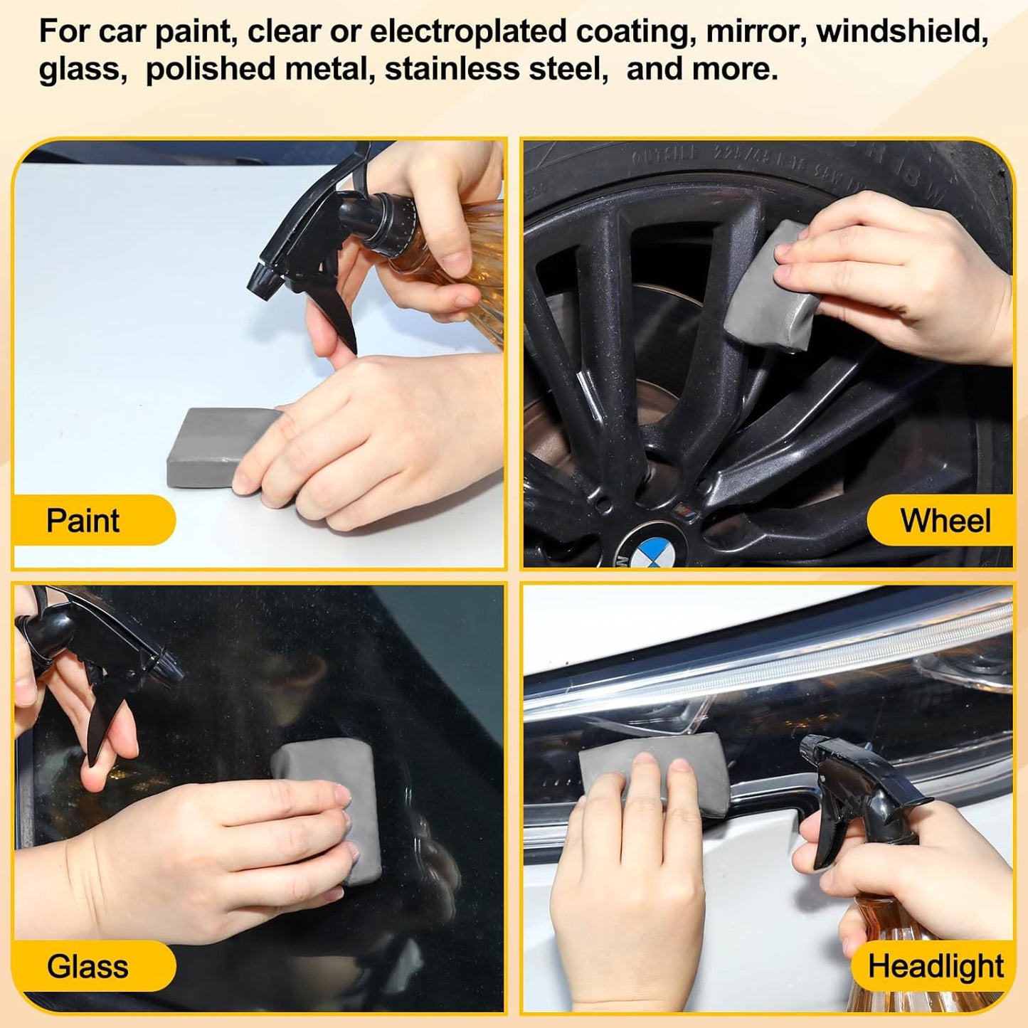 Car Clay Bar 4 Pack 400g, Premium Grade No Scratch Magic Clays Bars Detailing Cleaner Kit Glass Deatil Cleaning with Washing and Adsorption Capacity for Auto SUV,RV,Truck