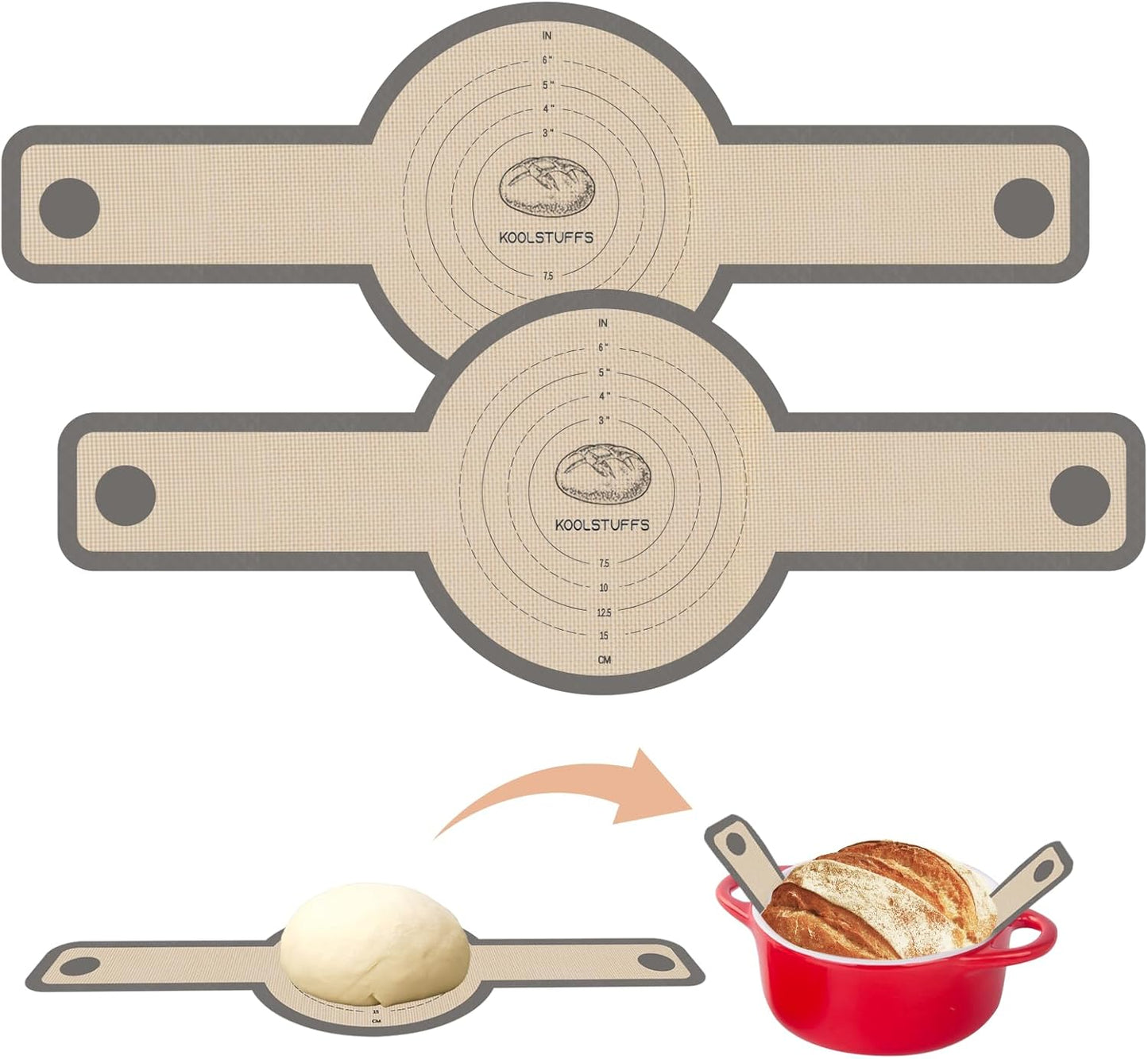 Silicone Bread Sling for Dutch Oven, 2 PCS Non-Stick & Easy Clean Reusable Sourdough Mat, Sourdough Bread Baking Supplies, Tools ＆ Accessories