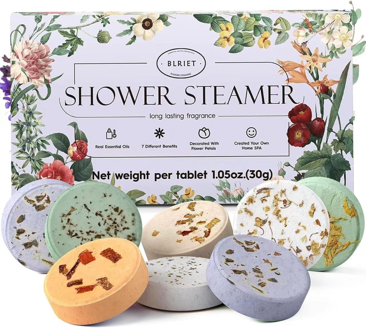 Shower Steamers Aromatherapy Blriet, Gifts for Women, Teen Girls, Wife, Her, Mom, Valentines Day Gifts Birthday Galentines Decoration Travel Essentials Self Care Home Spa Relaxation - 8 Pack
