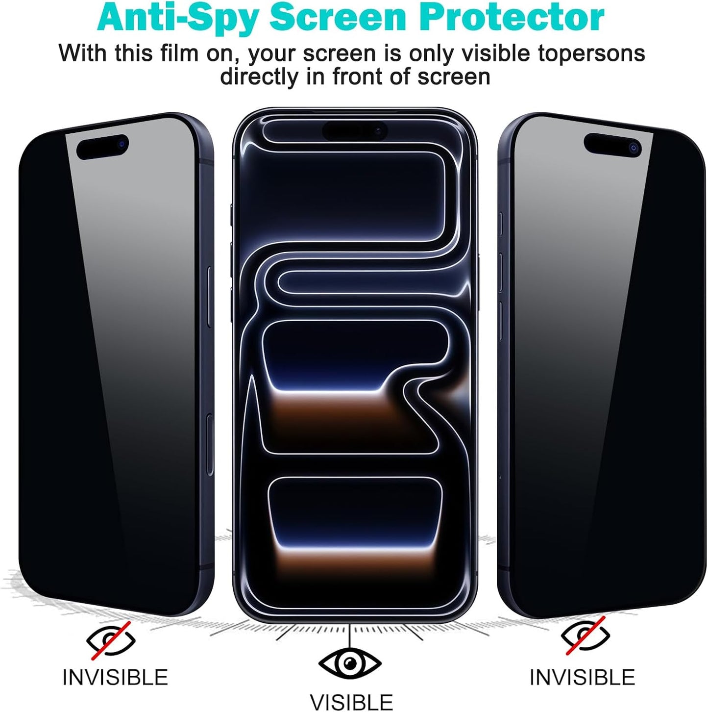 PEHAEL 3+3Pack for iPhone 17 Pro Max Privacy Screen Protector with Camera Lens Protector Full Coverage Anti-Spy Tempered Glass Film 9H Hardness Easy Installation Bubble Free [6.9 inch]