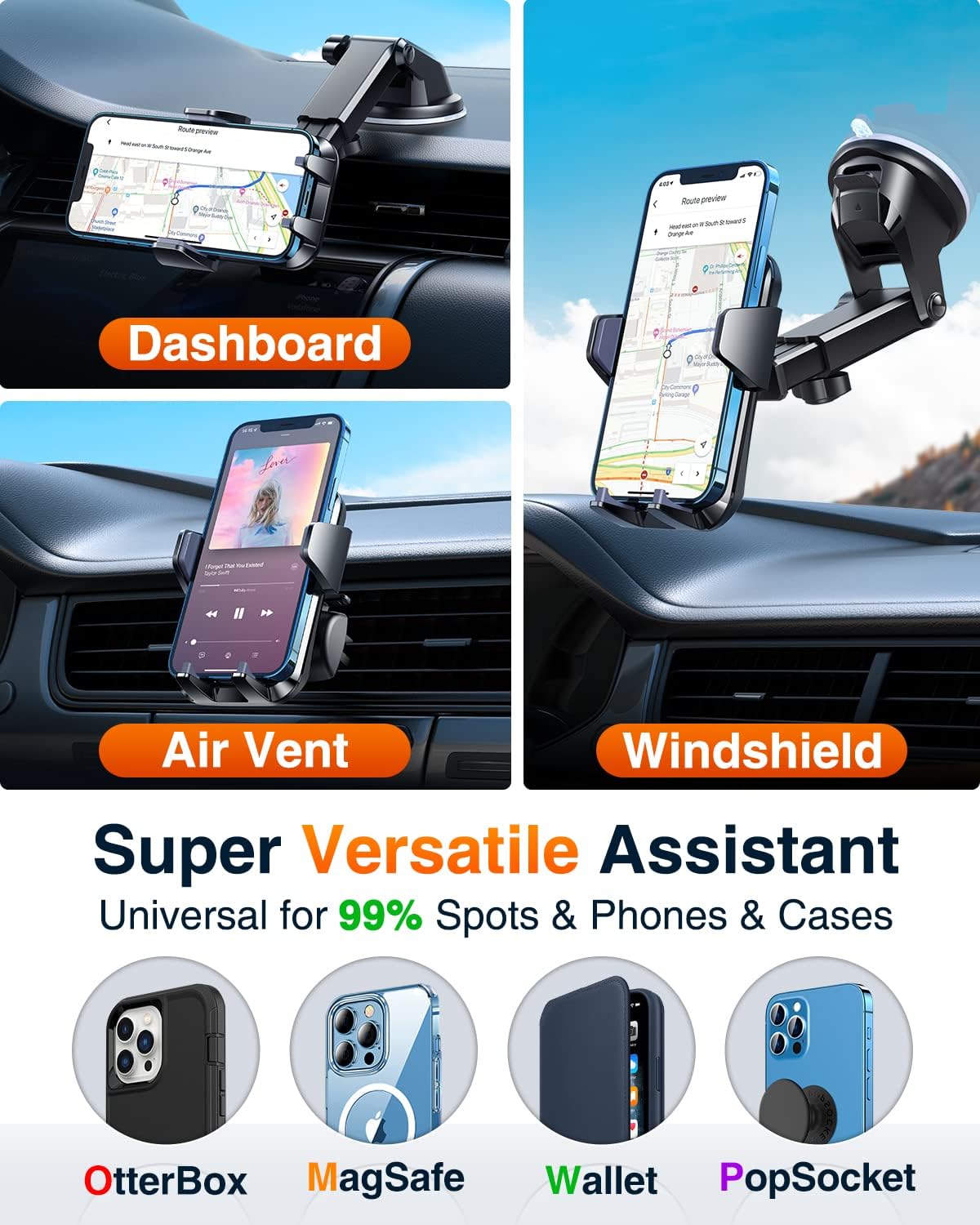 VANMASS 85+LBS Strongest Suction & Military-Grade 2025 Ultimate Car Phone Mount Patent & Safety Certs Cell Phone Holder Truck Stand for Dashboard Windshield Vent for iPhone 17 Pro Max 16 15 Samsung