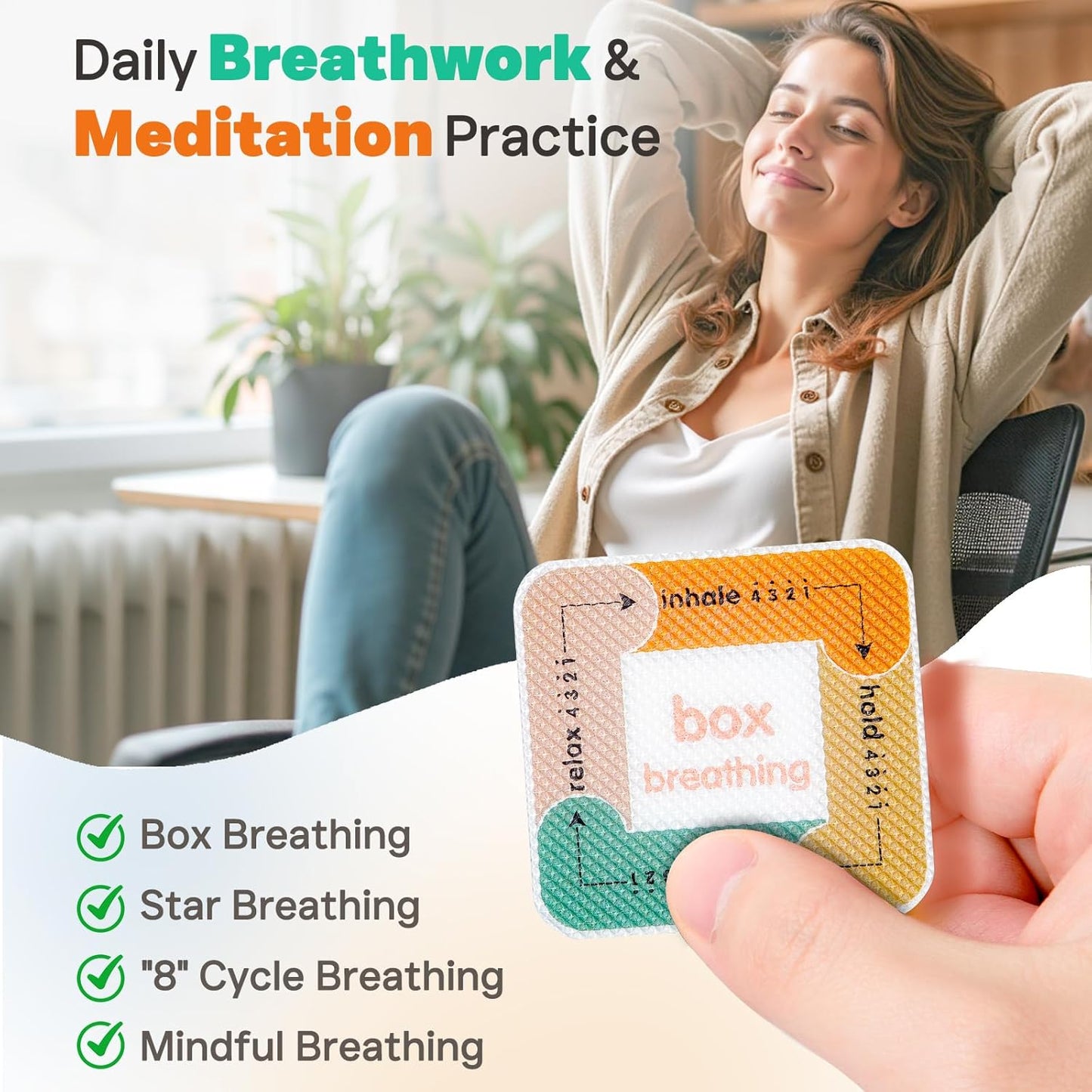 Calm Strips for Anxiety Sensory Stickers, 36Pcs 2 Textured for Mood Calming, Breathing Mindfulness Fidget Sticker for Kids, Anxiety Relief at Office & Classroom Desk